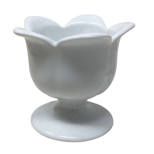 Cute Tulip Style Candle HOlder - White Glass 3" tall Pillar Candle Holder A+ Stuff A+ Stuff