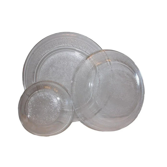 UMB242 - Libbey DuraTuff Dishes - clear glass with frosted look textures - 3 9" Plates 2 Bowls 4 Berry bowls Libbey DuraTuff A+ Stuff Plates