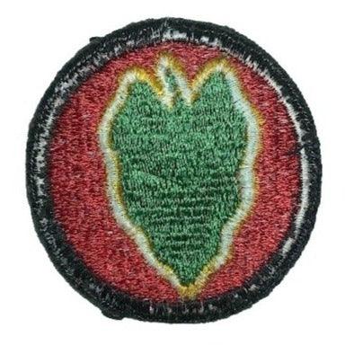 US Army 24th Infantry Division Patch - Green leaf looking area outlined in yellow on red patch with black border A+ Stuff A+ Stuff Appliques & Patches