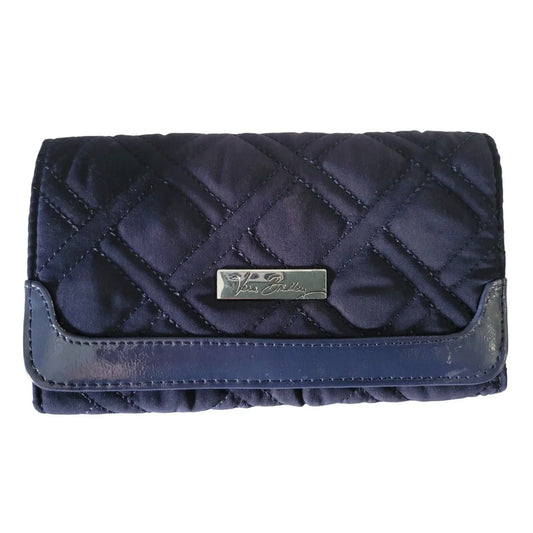 Vera Bradley Retired Navy Blue Trifold Billfold Style Wallet (snap closure) Coin Area, Credit Card Holder + Vera Bradley A+ Stuff