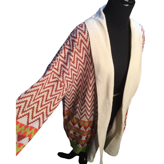Great Geometric Pattern Colorful Long Sweater by So It Is - Size Large So It Is A+ Stuff
