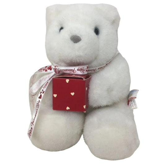 Vintage Hallmark BEARER of GIFTS White Bear Plush holding small Cardboard Gift box Hallmark A+ Stuff