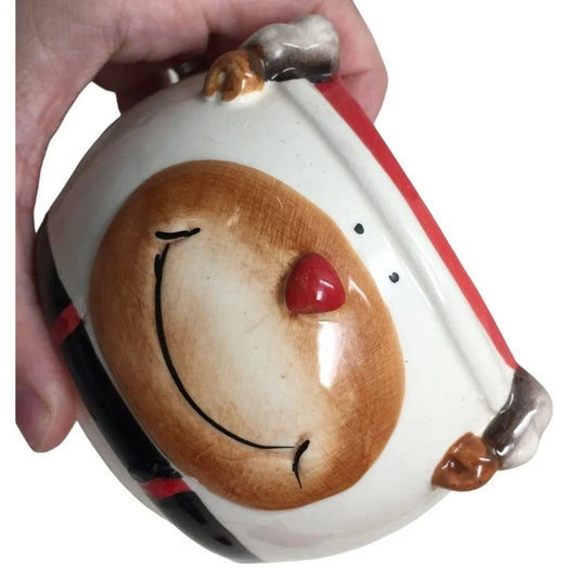 Cute Holiday Reindeer Planter or Candle Holder - Smiling Face and Red Nose - A+ Stuff A+ Stuff