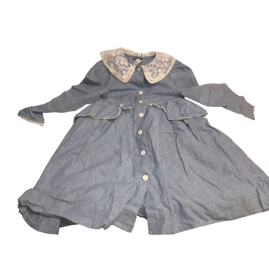 Vintage Polly Flinders Girls Size 6 Ruffled Collared Classic Girls Dress - Flower Patterned Polly Flinders A+ Stuff