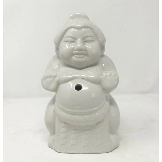Ceramic BUDDHA Tiki Hands Out White w Hole for Straw or Incense Unbranded A+ Stuff Incense
