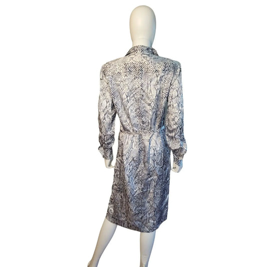 Women's Long Sleeve SNAKE PATTERN Collared DRESS Size 8-10 Starington