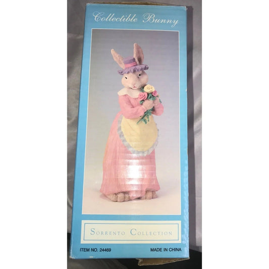 Easter decor - Dressed Up Rabbit Holding Bouquet of pink and yellow roses - Holiday Decor Sorrento Collection A+ Stuff