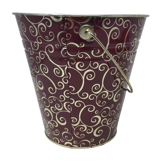 Metal Brown Silver Flourish Swirl Decorative Bucket - 7" Tall, 7" wide @ top A+ Stuff A+ Stuff