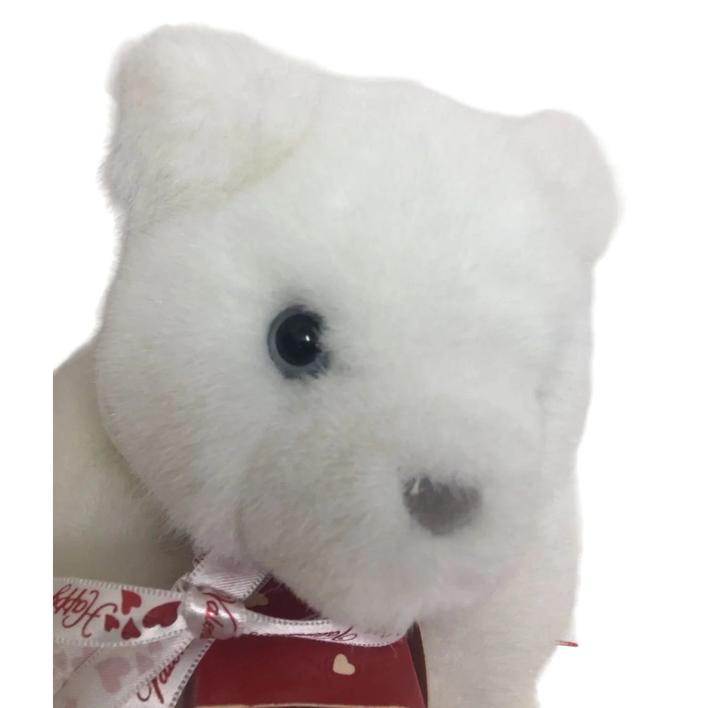 Vintage Hallmark BEARER of GIFTS White Bear Plush holding small Cardboard Gift box Hallmark A+ Stuff