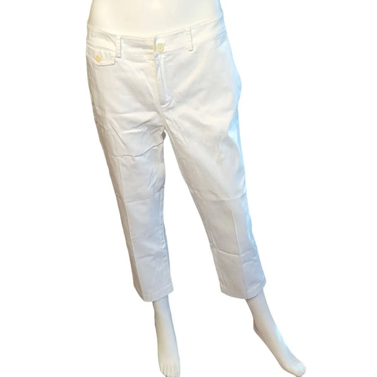 Lauren by RALPH LAUREN Women's White Capri Pants Size 10 Cotton Ralph Lauren
