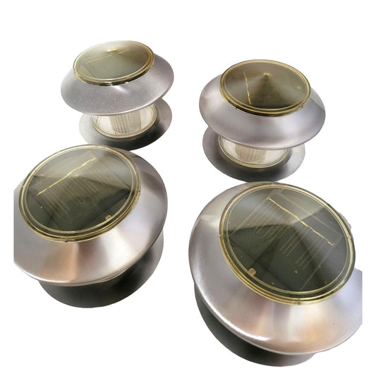 Solar Powered Landscaping Lights w poles, stakes and instructions shown