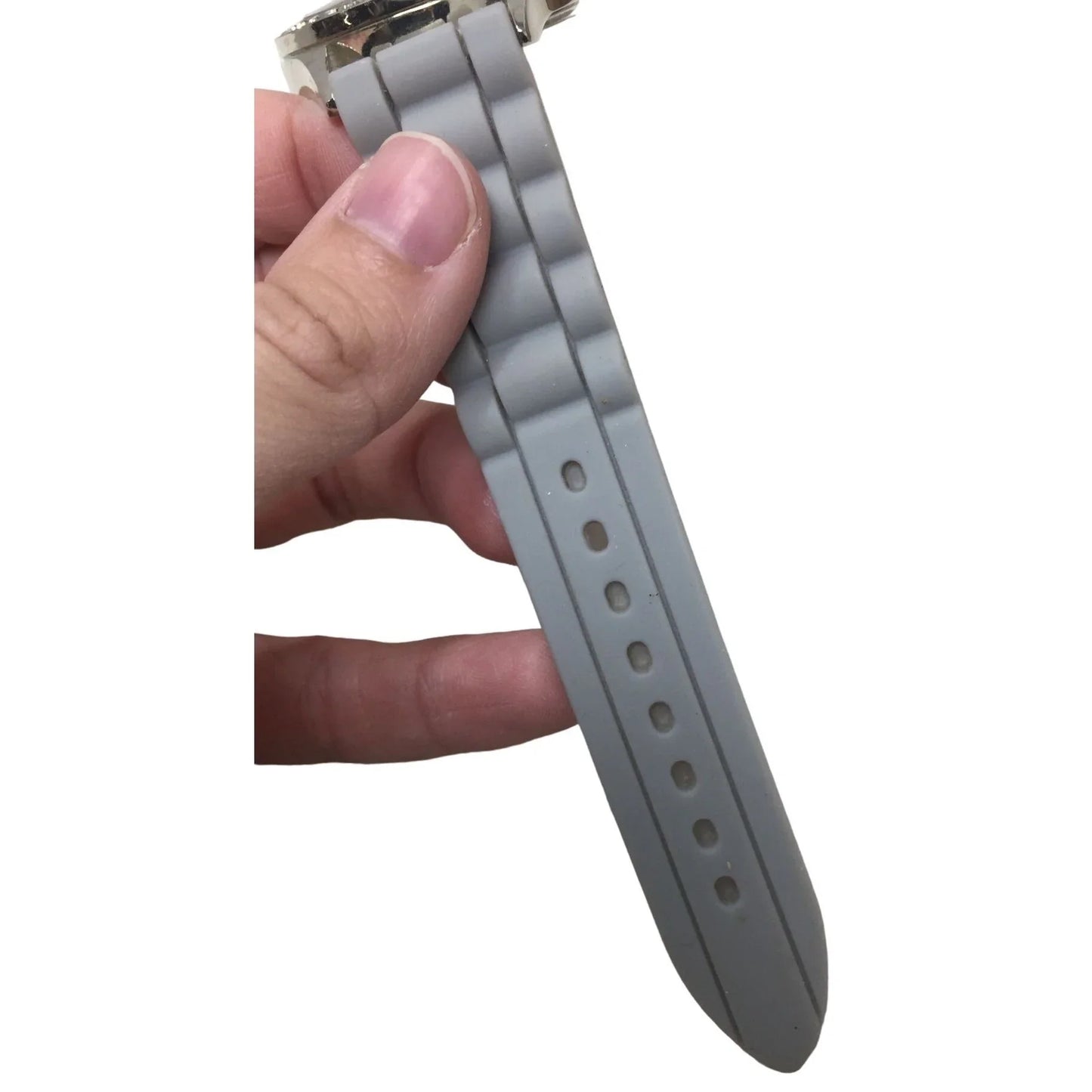 gray Rubber Band Watch with Rhinestones around face A+ Stuff A+ Stuff