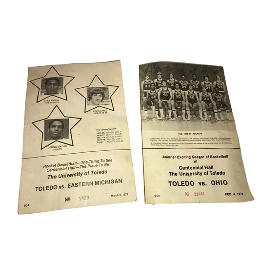 The University of Toledo Program Cards - Toledo Vs. Eastern Michigan & Toledo Vs. Ohio March 3, 1979 & Feb. 4 1978 University of Toledo A+ Stuff