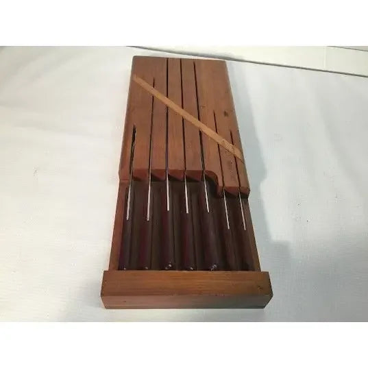Vintage Hanging wood block knife / cutlery set. As shown A+ Stuff