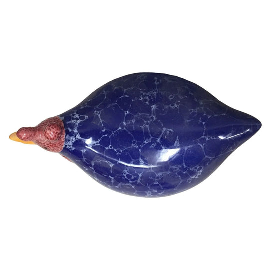 Bold and Fun Chubby Blue Chicken Decor Ceramic with Marble Look on Body and Textured red head - Great Look! A+ Stuff A+ Stuff