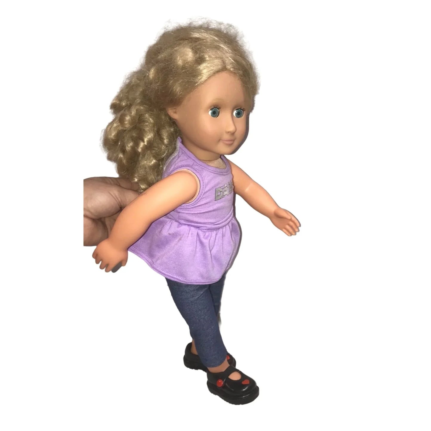 OUR GENERATION Blonde Long Haried 18" Doll with Sweet Face and Purple "DANCE" Shirt Our Generation A+ Stuff Dolls