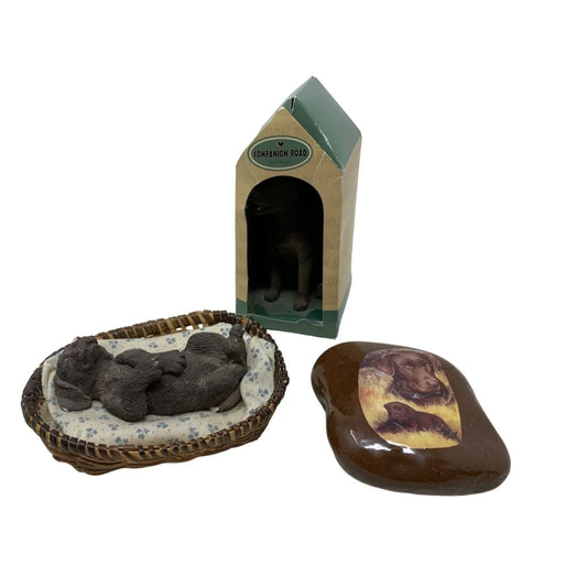 Labordor Puppy Decor and Figurines (3 Total)Dog in Bed, Paperweight and Companion Rd Figure in Box Companion Road A+ Stuff