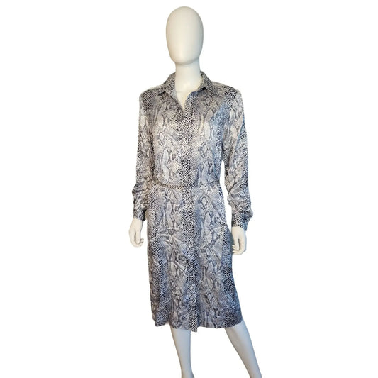 Women's Long Sleeve SNAKE PATTERN Collared DRESS Size 8-10 Starington