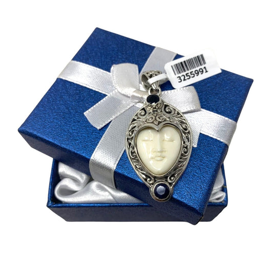 Modern CAMEO Pendant STERLING SILVER - Heart shaped face with filagree surrounding