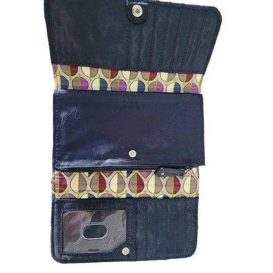 Vera Bradley Retired Navy Blue Trifold Billfold Style Wallet (snap closure) Coin Area, Credit Card Holder + Vera Bradley A+ Stuff