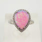 Vibrant Pink Opal Teardrop Ring - Size 7