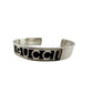 Gucci Black Leather GG Logo Sterling Silver Bangle Bracelet - Vintage!