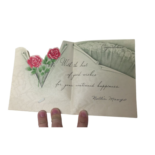 Vintage ''Congratulations" Wedding Paper Card with Roses on the front