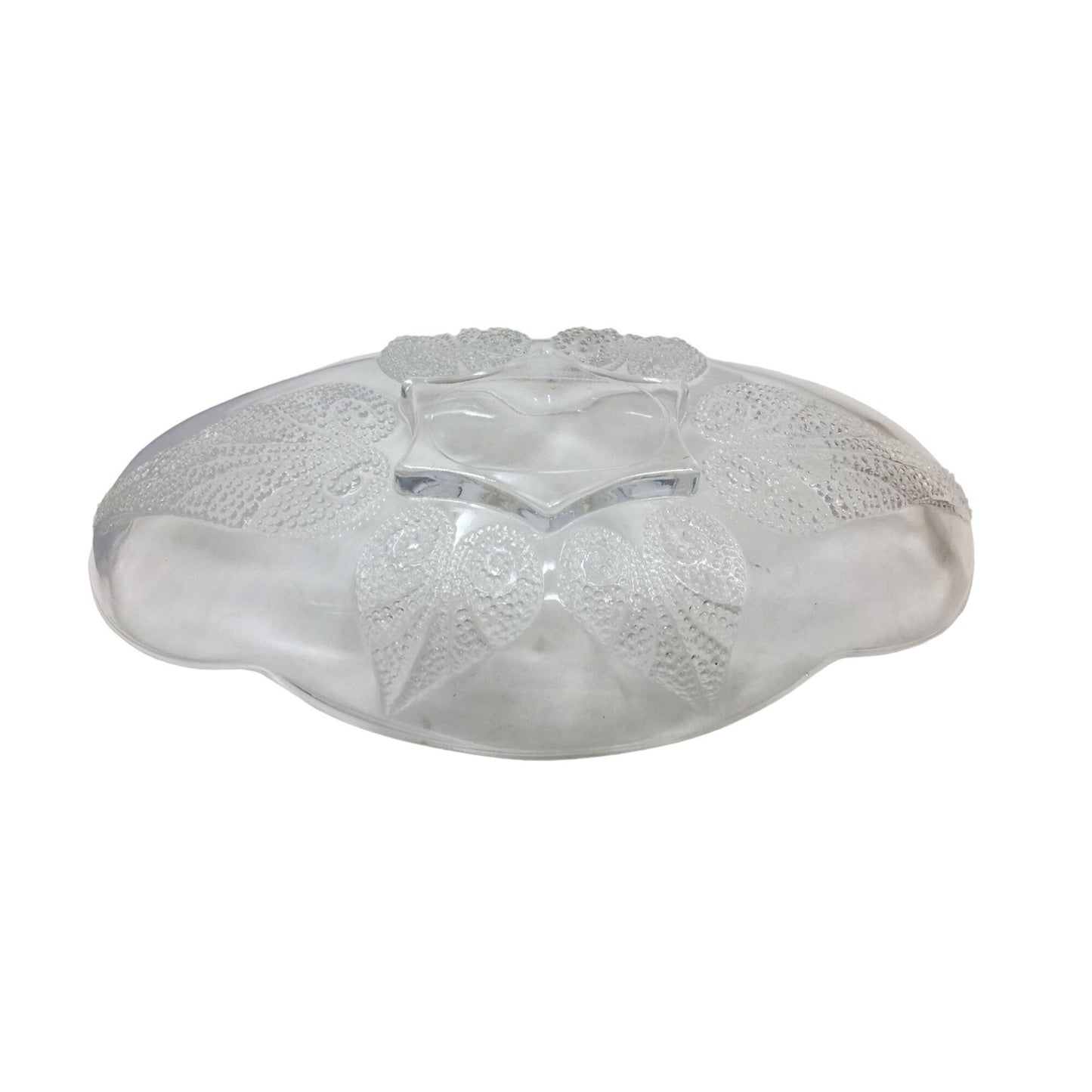 Vintage Oval Clear Glass Serving Dish with Raised Leaf Design (10" x 5")