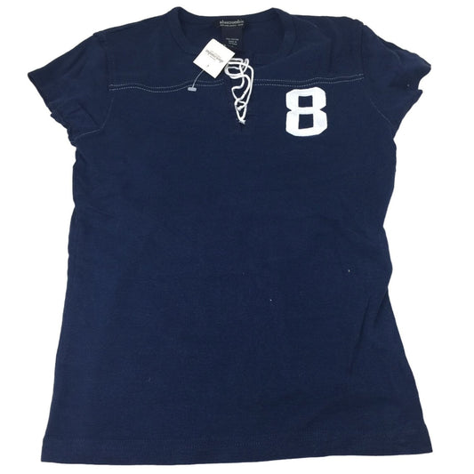 Abercrombie Girls Size Large Cotton Navy Blue Tee Shirt with #8 on it