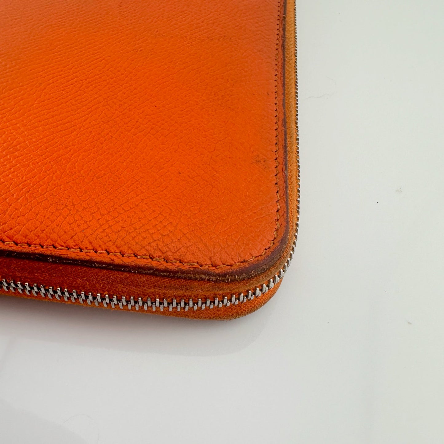 Hermès Silk in Epsom Orange Leather Long Zip Around Wallet