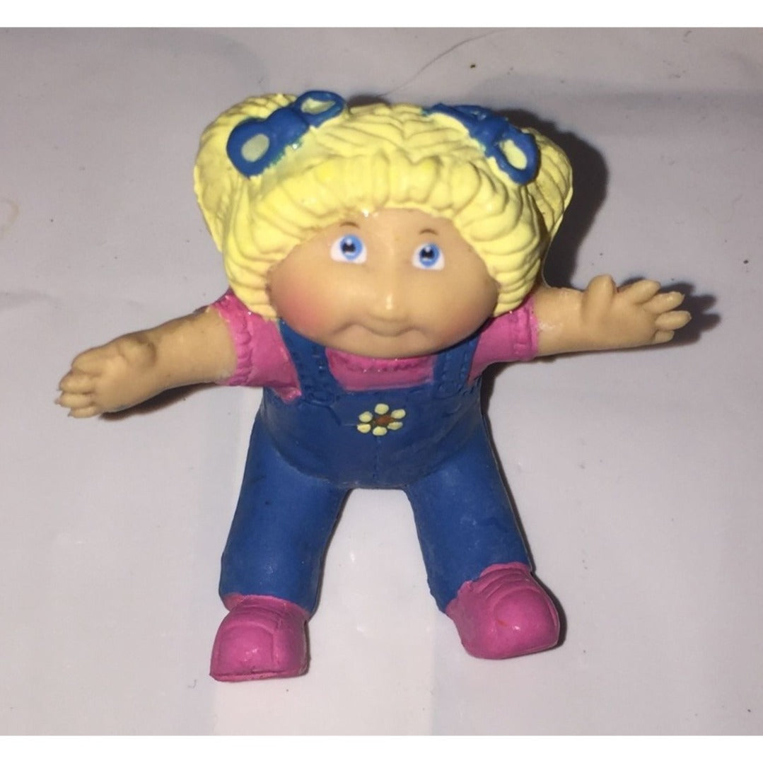 Cabbage Patch Kids Vintage 1984 Figurine Sitting Girl in Overalls