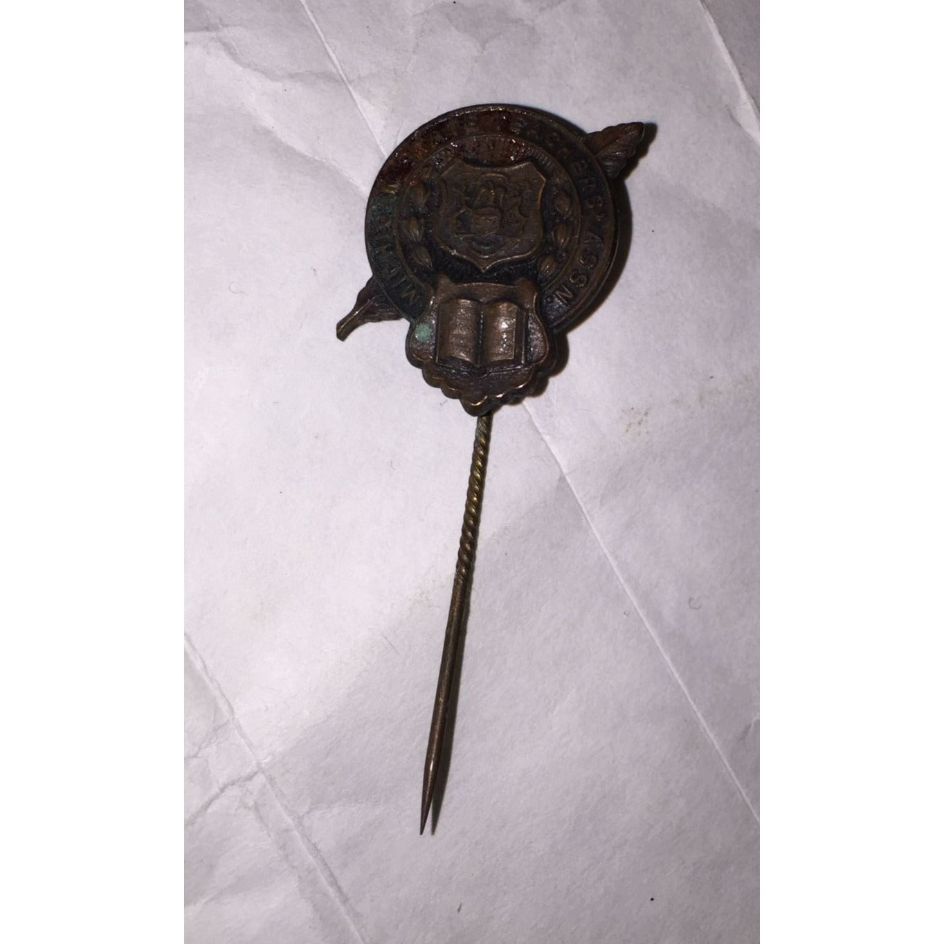 Michigan Teachers Assoc Long Pin - nice detailing - classic piece patina