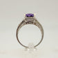 Beautiful Emerald Cut 2.25 Carat Amethyst Ring - Sterling w Diamond Accent Size 8