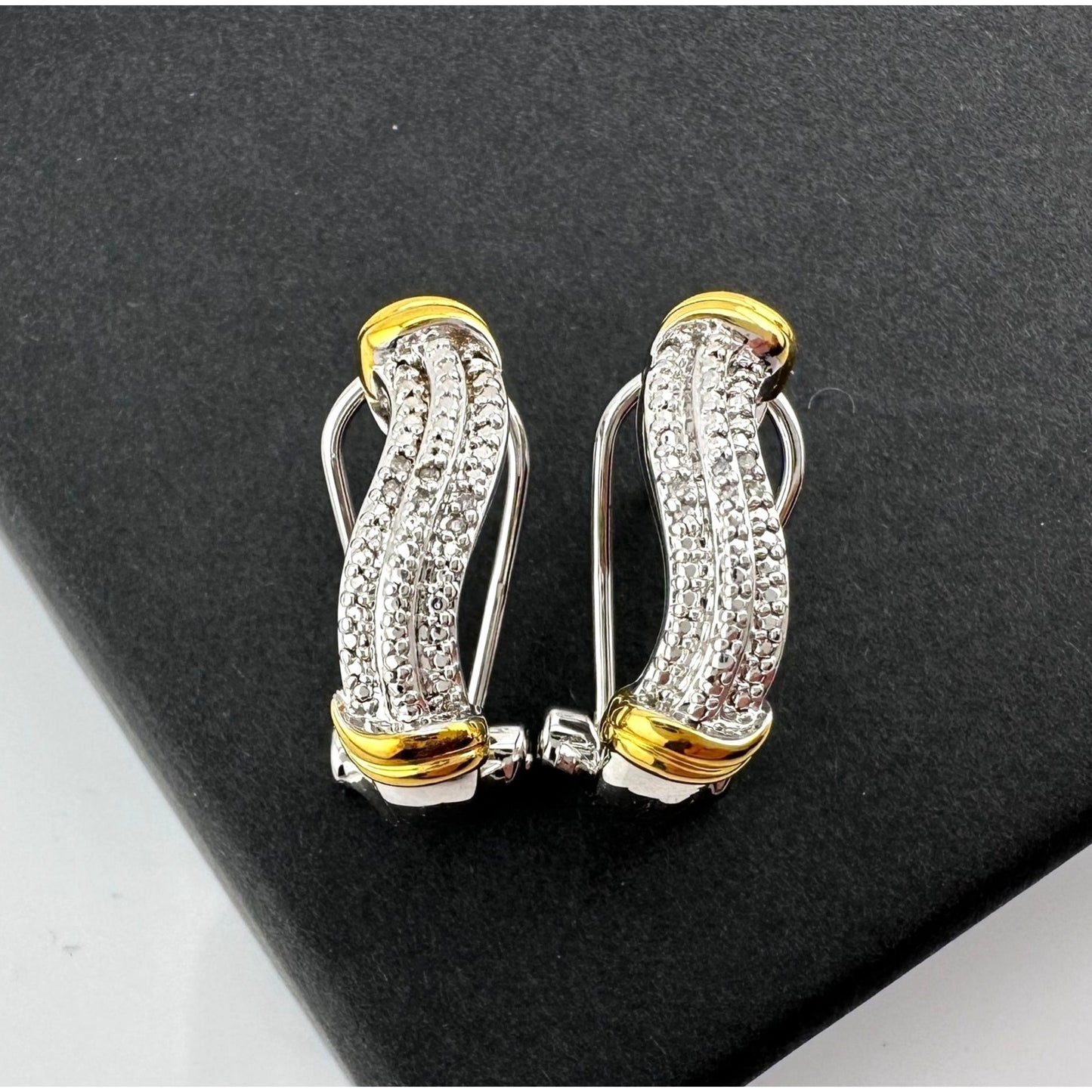 Elegant Diamond Accent French Lock Earrings