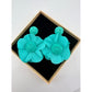 Teal Cloth Flower Earrings - CUTE!