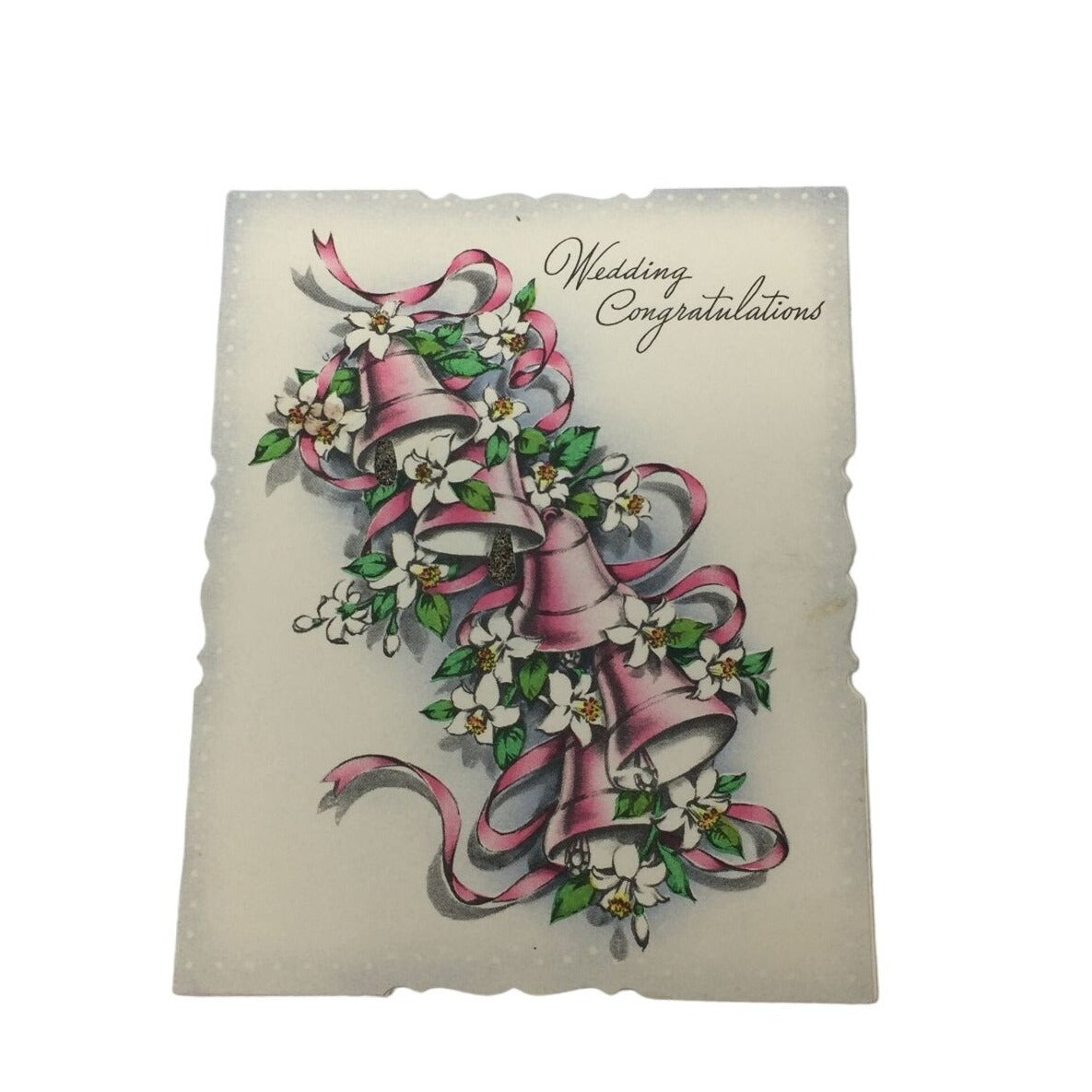 Vintage Wedding Congratulations Miniature Paper Card with Handwritting inside