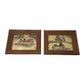 Vintage Pair of Car Wall Hangings with Wood Frame- Each about 9x7 inches