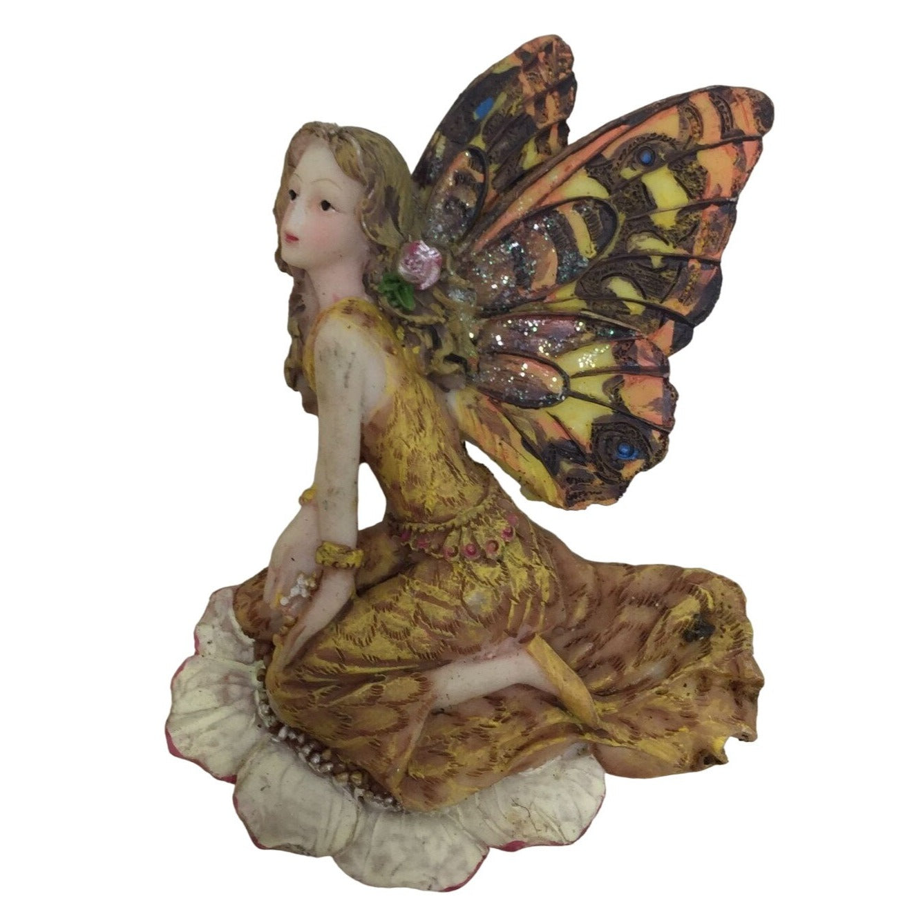 Fairy Girl Wearing Butterfly Wings/Dress Refrigerator Magnet- Blonde hair, Dark Eyes