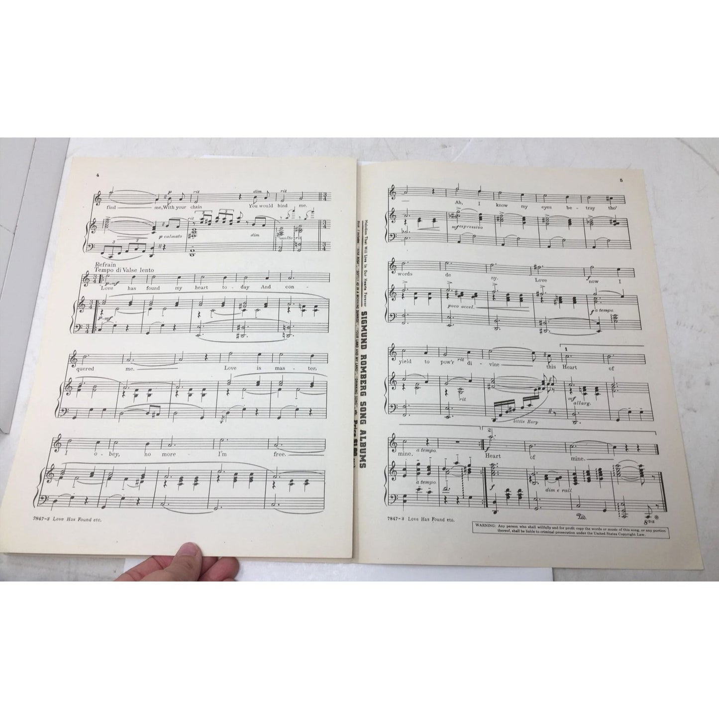 Vintage Sheet Music for the song "Love Has Found My Heart" Countess Maritza  A+ Stuff Sheet Music