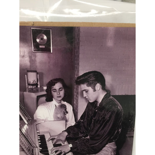 Vintage Black and White Photo of Elvis Presley Playing the Organ - About 10 by 8 inches