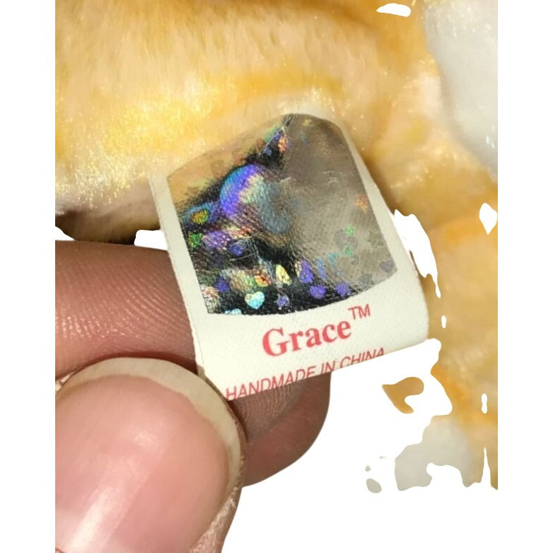 Grace - praying Bunny -Ty Beanie Baby - hologram - 2000 - pe pellets - dot matrix numbers no stamp A+ Stuff  A+ Stuff