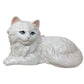 White Persian Cat Decor - Mom Cat Planter/Vase + 2 Blue Eyed Kitten Statues / Figurines