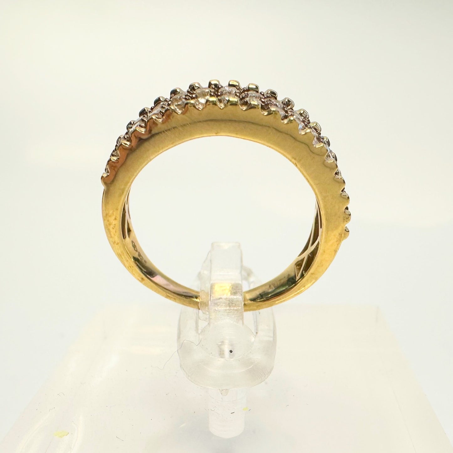 Elegant 3/4 Ct Diamond 2 row Anniversary Ring 14kt Gold Over Sterling Silver