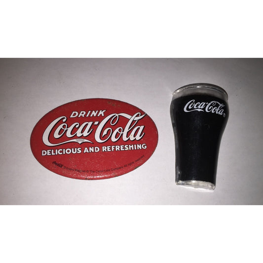 Vintage Coca Cola Circular Disc Magnet & Coca Cola Cup Magnet