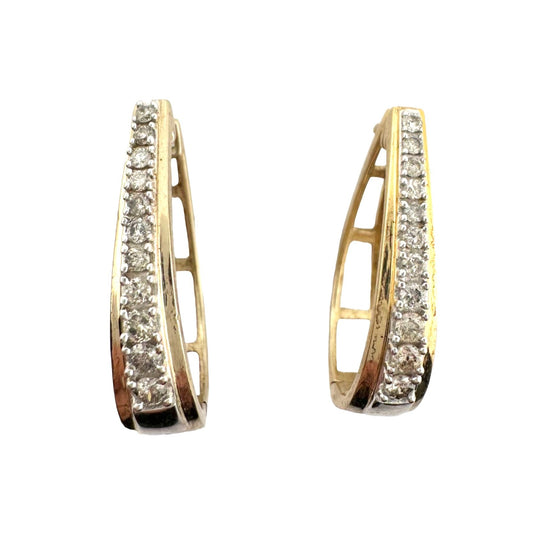Stunning and Elegant 1/2 ct Diamond Earrings - Sterling Silver with 14kt gold Overlay