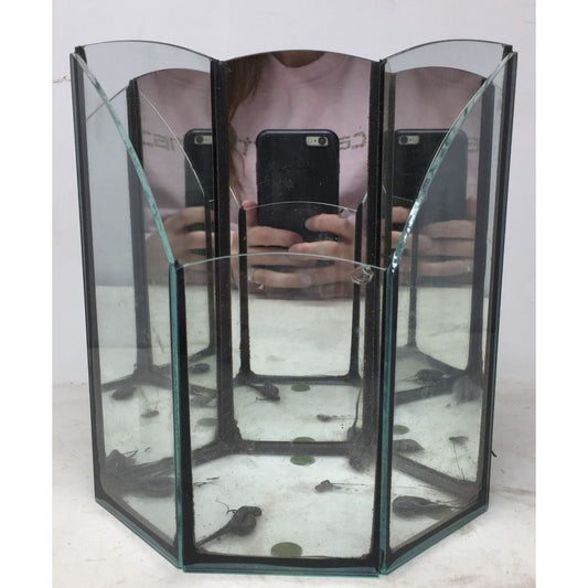 Vintage 1970's Terrarium Mirrored/Glass Oblong Hexagon Arched Planter/Display