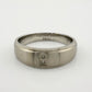 Polished Stainless Steel Diamond Wedding Band - Size 7.5