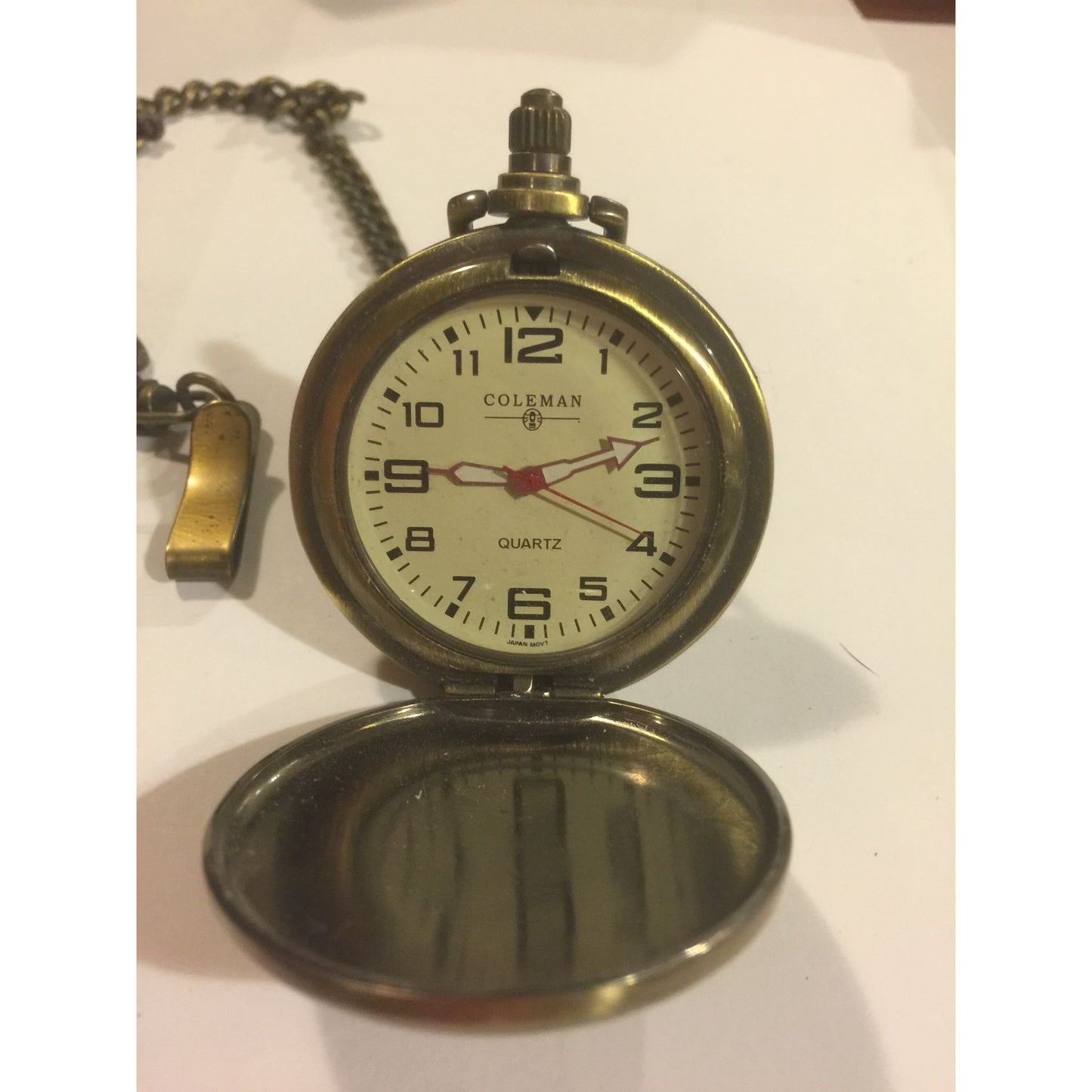 Coleman Wood & Metal Quartz Pocket Watch