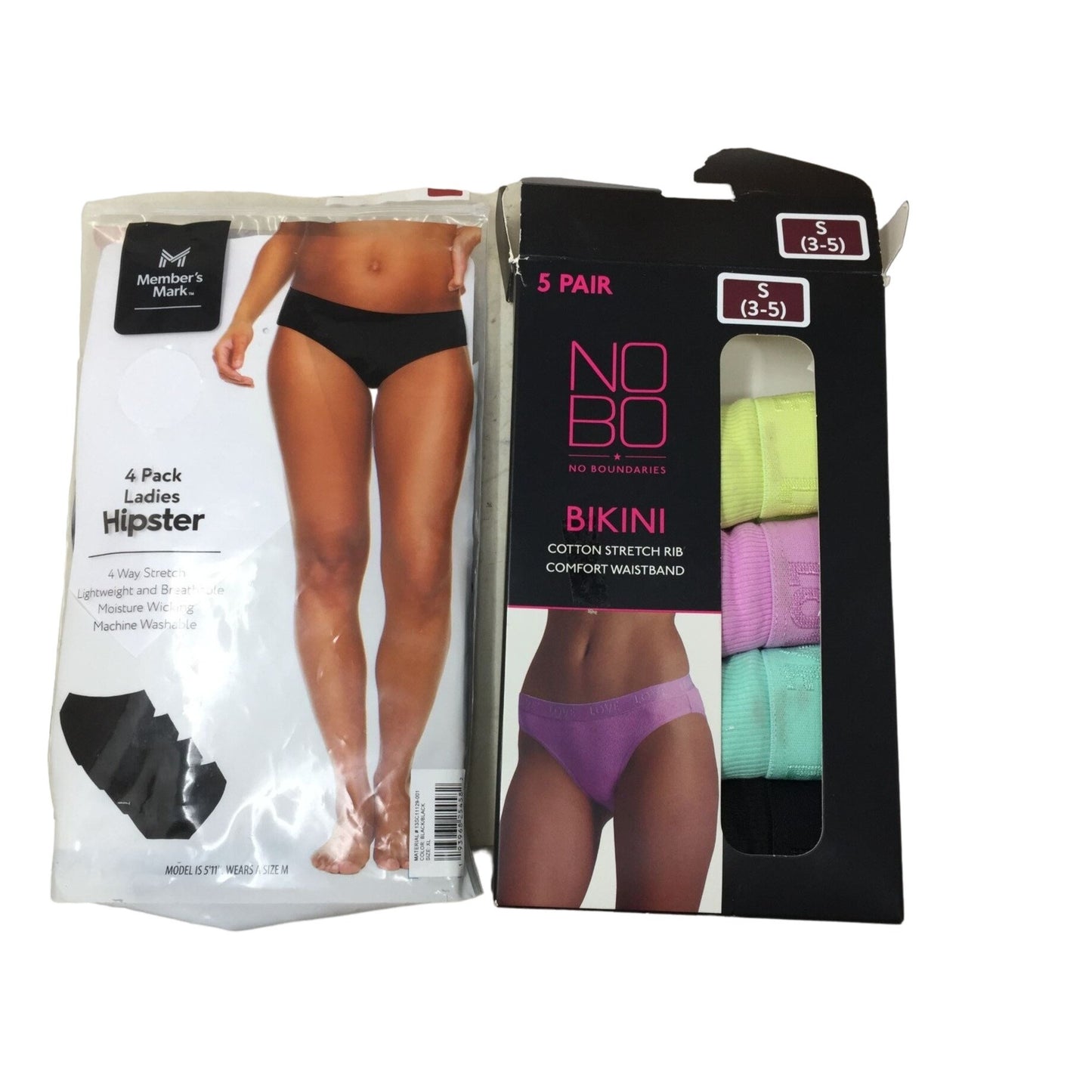 Women's Members Mark Hipster Underwear & No Boundaries Bikini Underwear