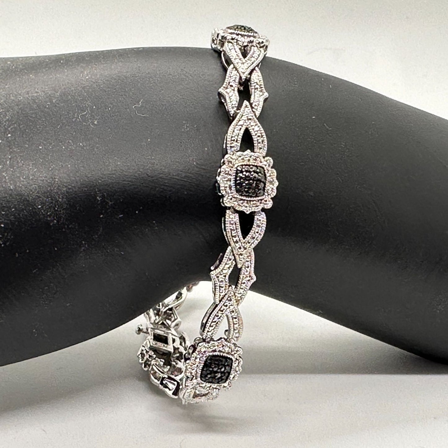 Beautifully Elegant Black and White Diamond Bracelet - Wonderful Detailing